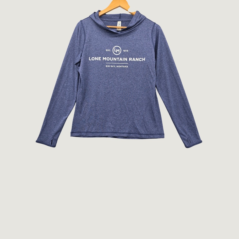 Ouray Sportswear Lone Mountain Ranch Big Sky Montana Hoodie Blue Heather Small